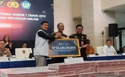 Rp58,1 Miliar Aset Sitaan Judi Online Disetor ke Negara